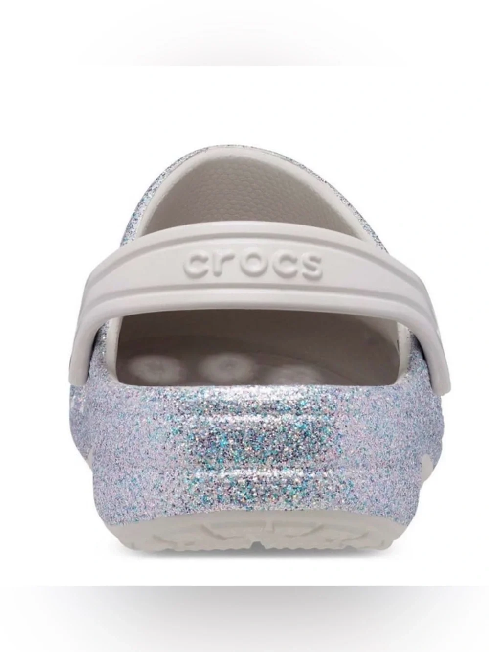 CROCS Kids Sparkle Glitter Clogs - Silver Holographic c-9